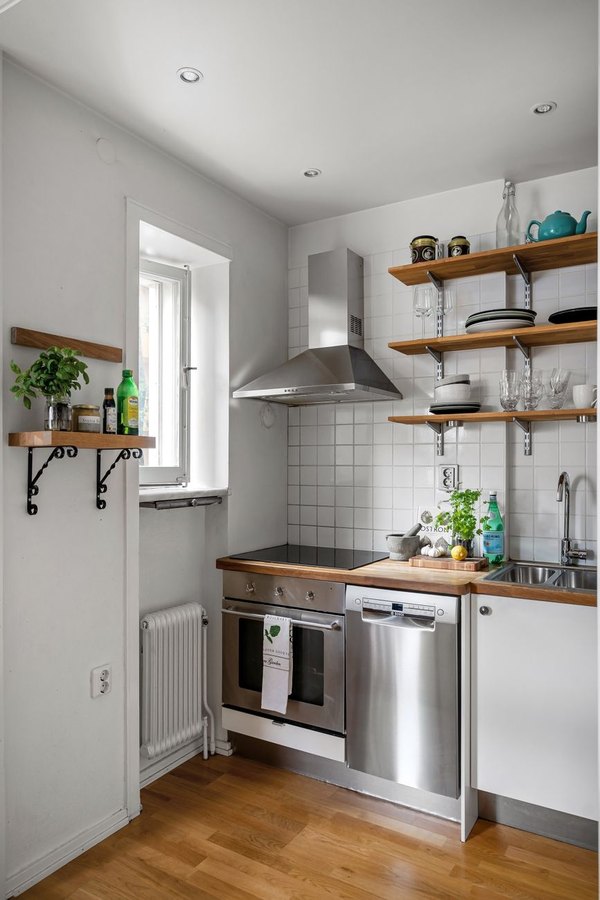 After: kitchen with concealed storage and curated open display
